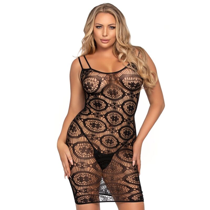 LEG AVENUE – MINI VESTIDO DE GANCHILLO NEGRO
