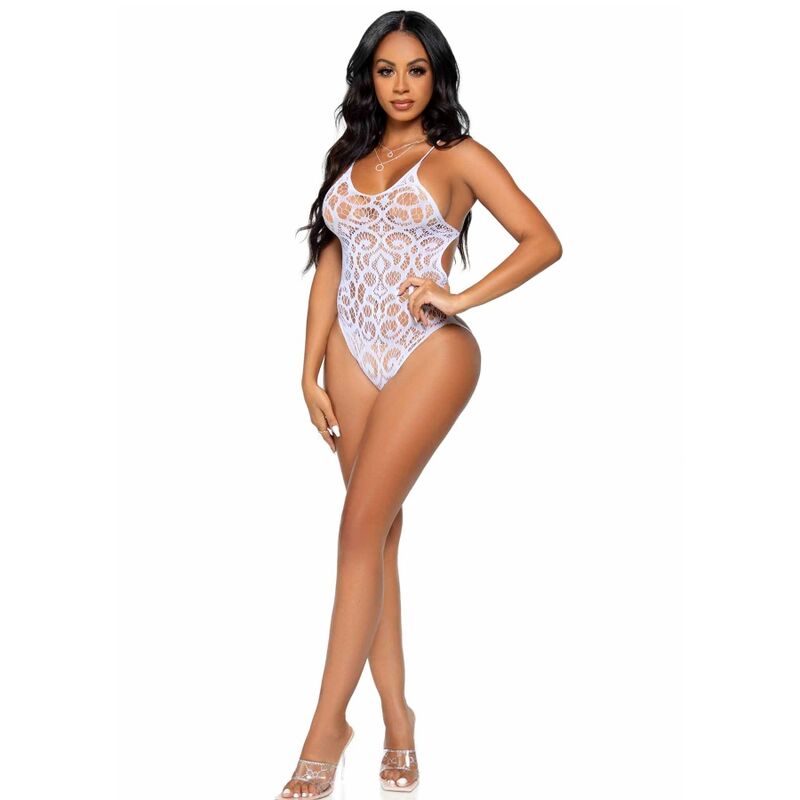 LEG AVENUE – TEDDY DE ENCAJES Y TIRANTAS EN LA ESPALDA – BLANCO