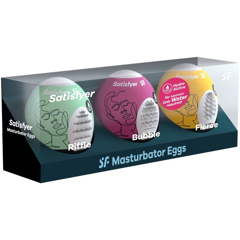 SATISFYER – 3 HUEVOS MASTURBADORES RIFFLE, BUBBLE  FIERCE
