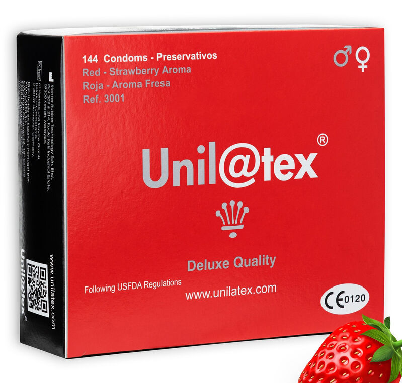 UNILATEX – PRESERVATIVOS ROJOS/FRESA 144 UDS