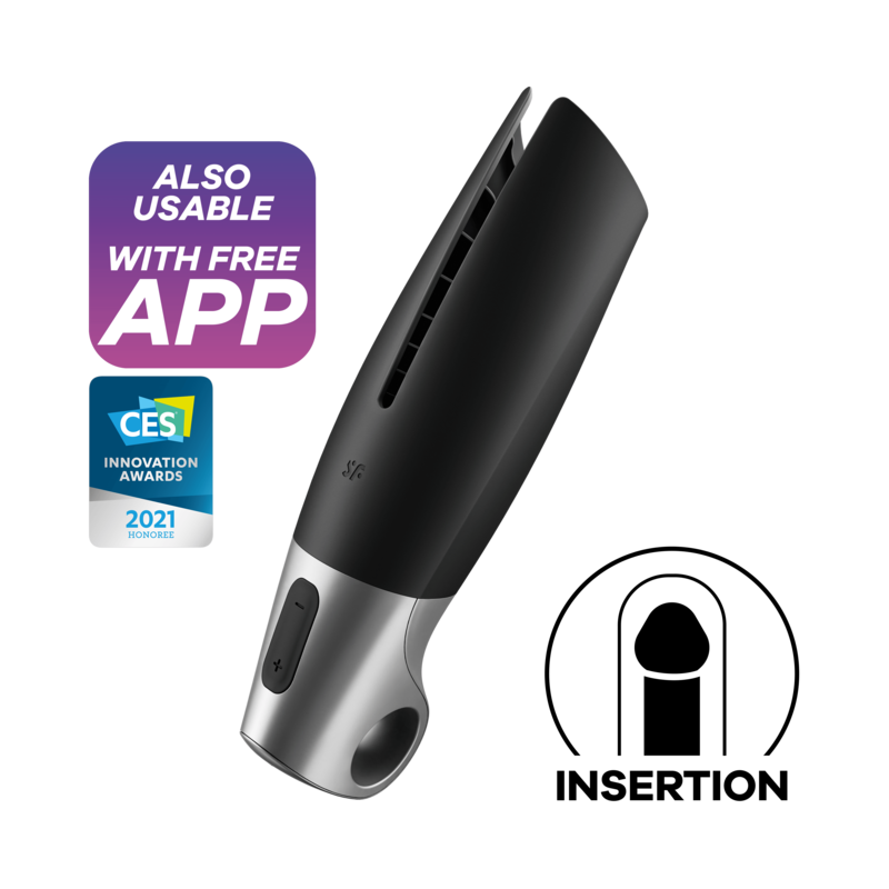 SATISFYER – POWER MASTURBATOR NEGRO Y PLATA