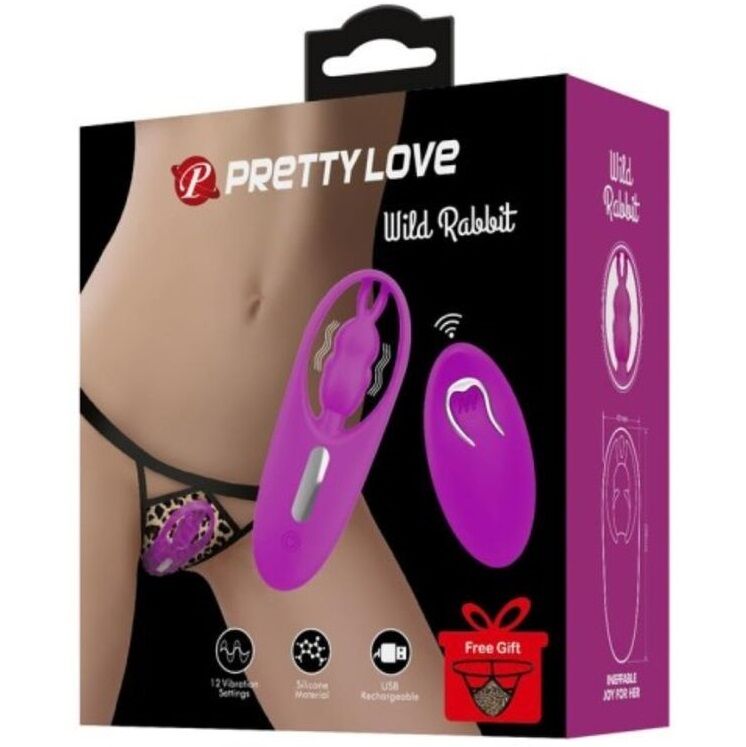 PRETTY LOVE – WILD RABBIT ESTIMULADOR PARA BRAGUITA CON CONTROL REMOTO LILA