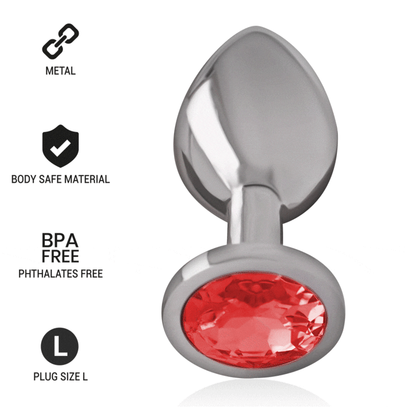 INTENSE – PLUG ANAL METAL ALUMINIO CON CRISTAL ROJO TALLA L