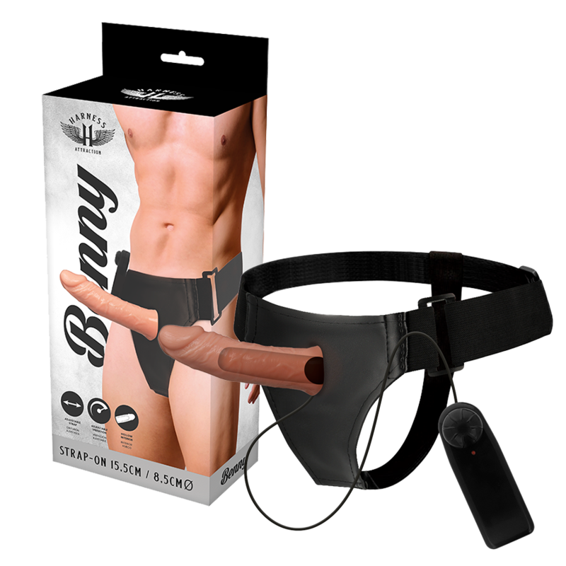 HARNESS ATTRACTION – ARNÉS HUECO BENNY CON VIBRADOR 15 CM -O- 4.5 CM