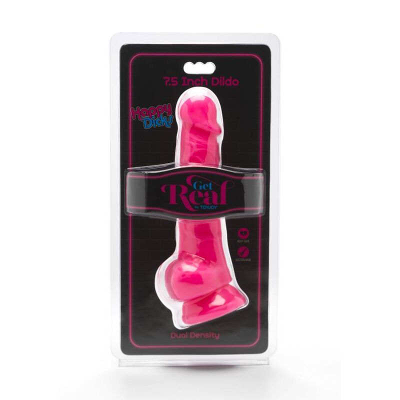 GET REAL – HAPPY DICKS 19 CM CON TESTICULOS ROSA