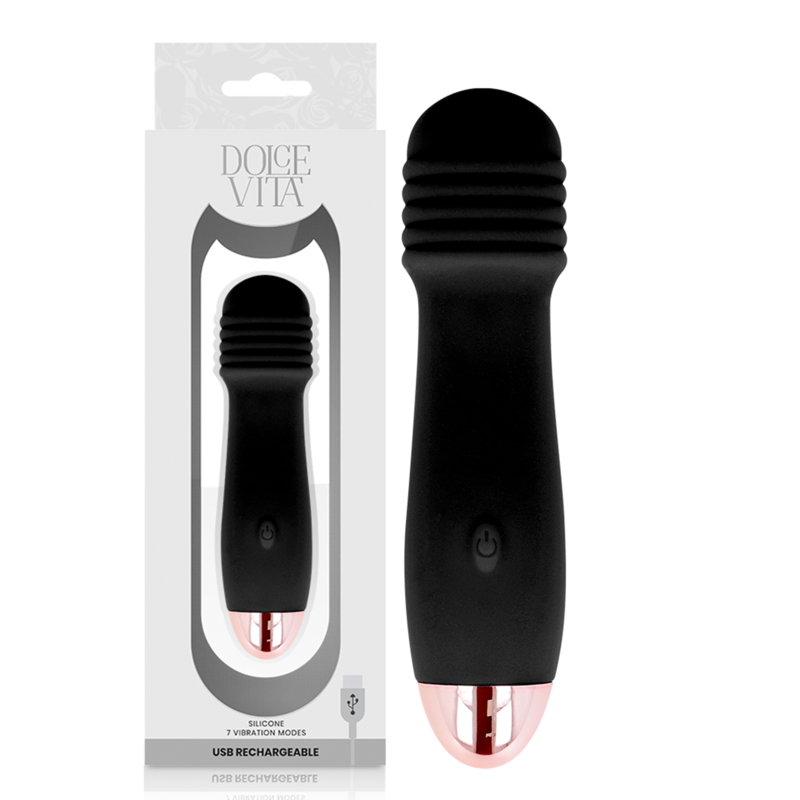 DOLCE VITA – VIBRADOR RECARGABLE TRES NEGRO 7 VELOCIDADES