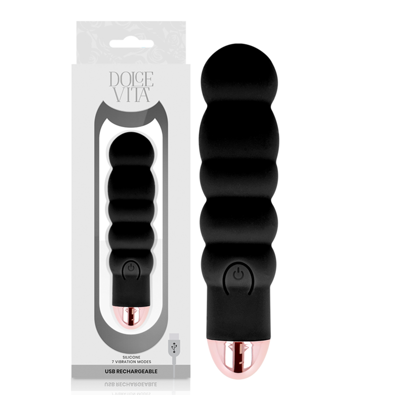 DOLCE VITA – VIBRADOR RECARGABLE SIX NEGRO 7 VELOCIDADES