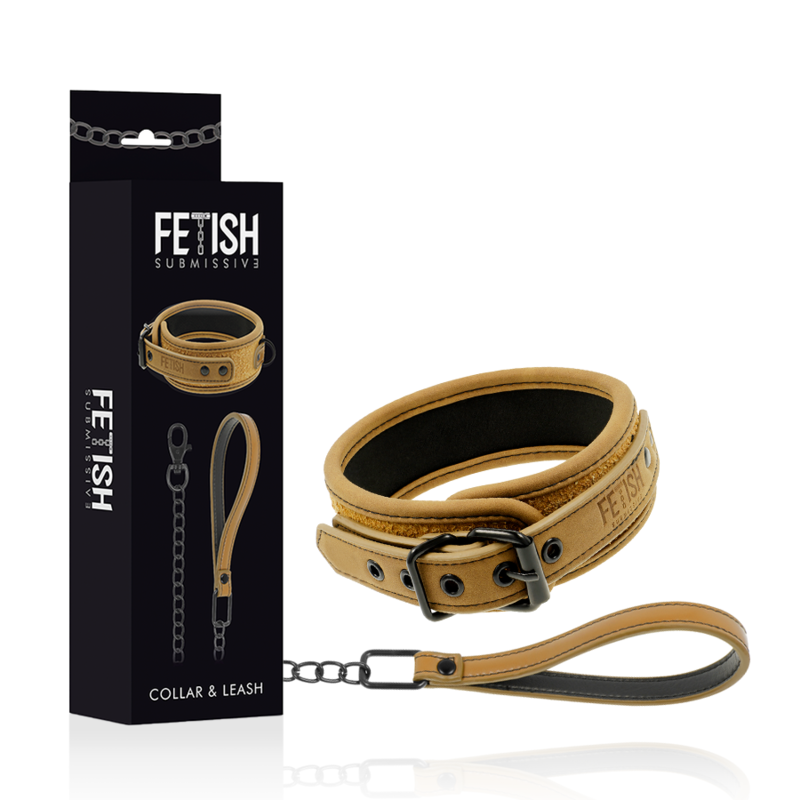 FETISH SUBMISSIVE ORIGEN – COLLAR CON CADENA CON FORRO DE NEOPRENO
