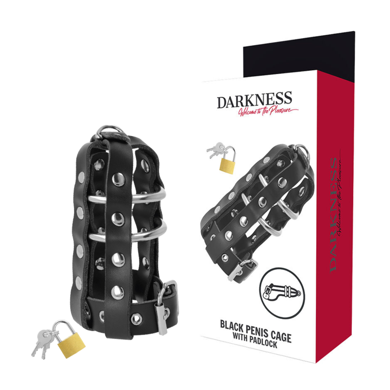 DARKNESS – JAULA CASTIDAD CUERO CON CANDADO