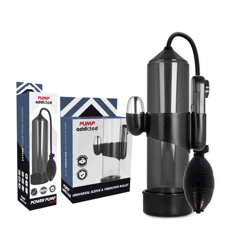 PUMP ADDICTED – BOMBA ERECCIÓN RX3 NEGRO CON VIBRADOR