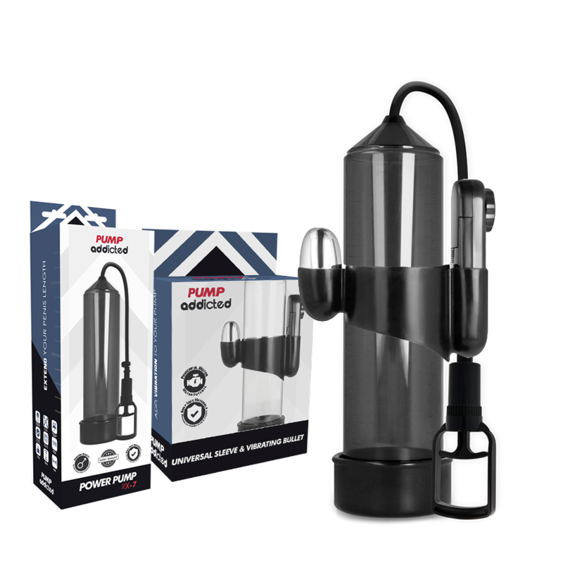 PUMP ADDICTED – BOMBA ERECCIÓN RX7 NEGRO CON VIBRADOR