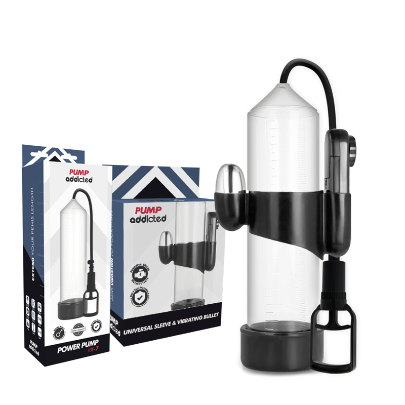 PUMP ADDICTED – BOMBA ERECCIÓN RX7 TRANSPARENTE CON VIBRADOR