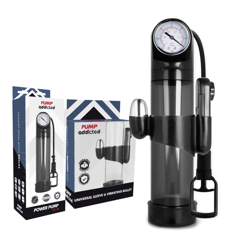 PUMP ADDICTED – BOMBA ERECCIÓN RX9 NEGRO CON VIBRADOR