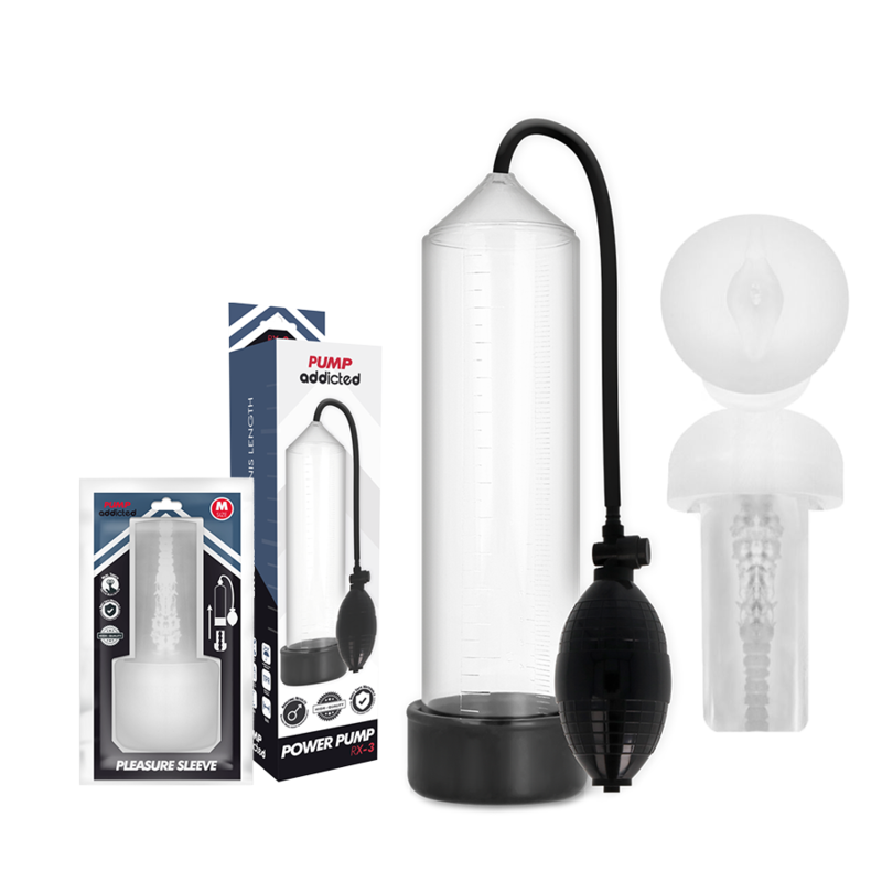 PUMP ADDICTED – RX3 BOMBA ERECCIÓN CLEAR CON MASTURBADOR