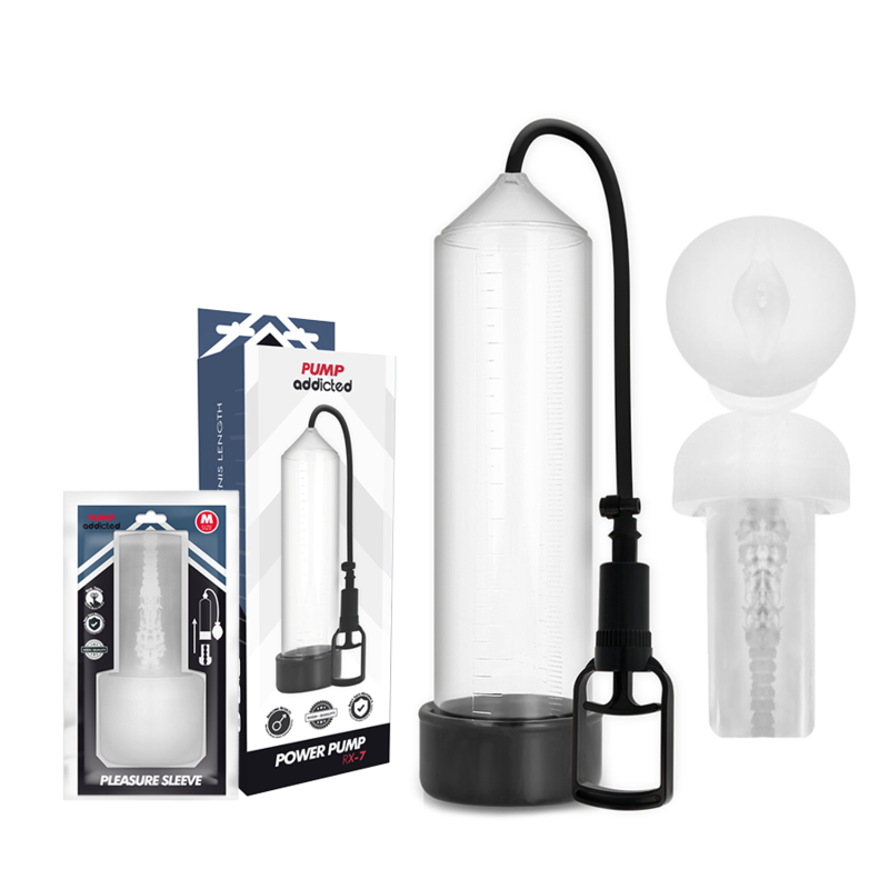 PUMP ADDICTED – BOMBA ERECCIÓN RX7 TRANSPARENTE CON MASTURBADOR