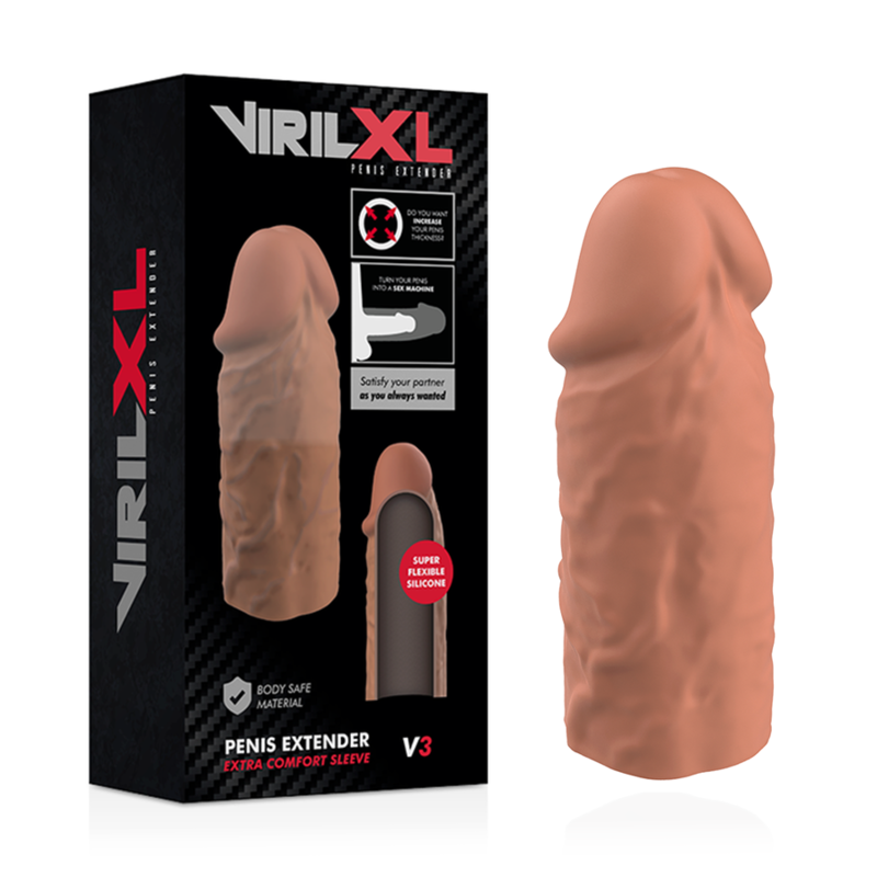 VIRILXL – EXTENSION DE PENE LIQUID SILICONE V3 MARRON