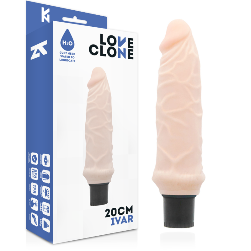 LOVECLONE – IVAR SELF LUBRICATION VIBRADOR 20 CM -O- 3.7 CM