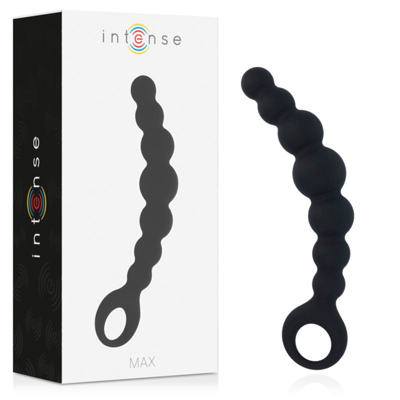 Cadena de silicona con 7 bolas anales negra MAX INTENSE