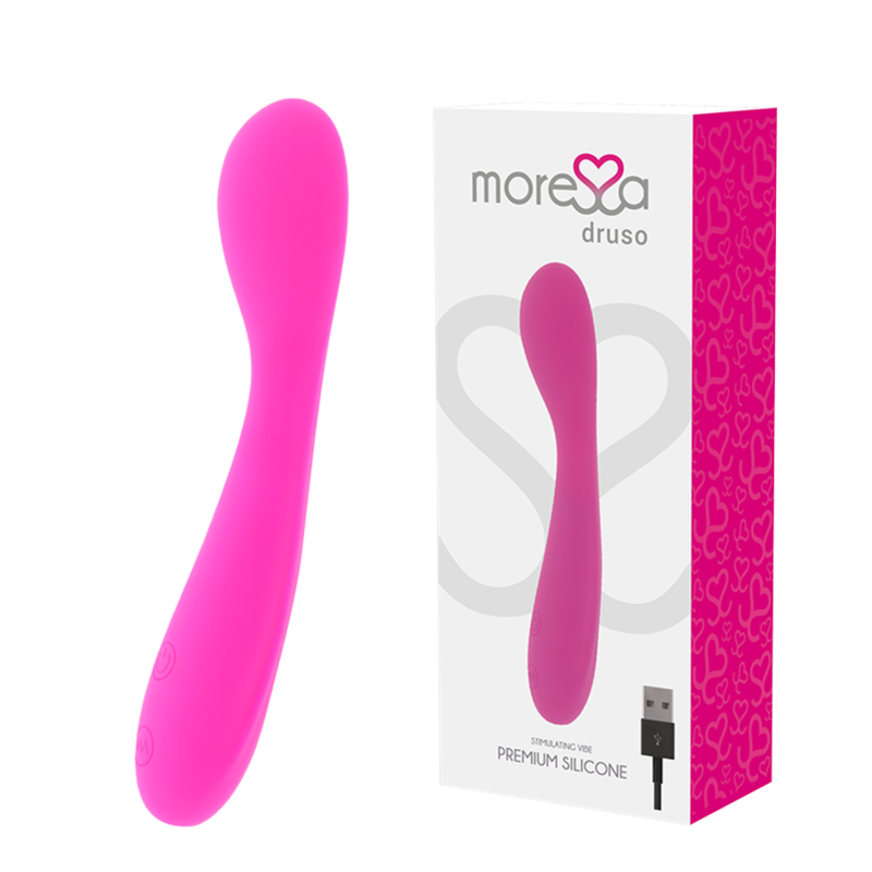 MORESSA – DRUSO MASAJEADOR DUO PUNTO G Y SUERO PELVICO PREMIUM SILICONE RECARGABLE
