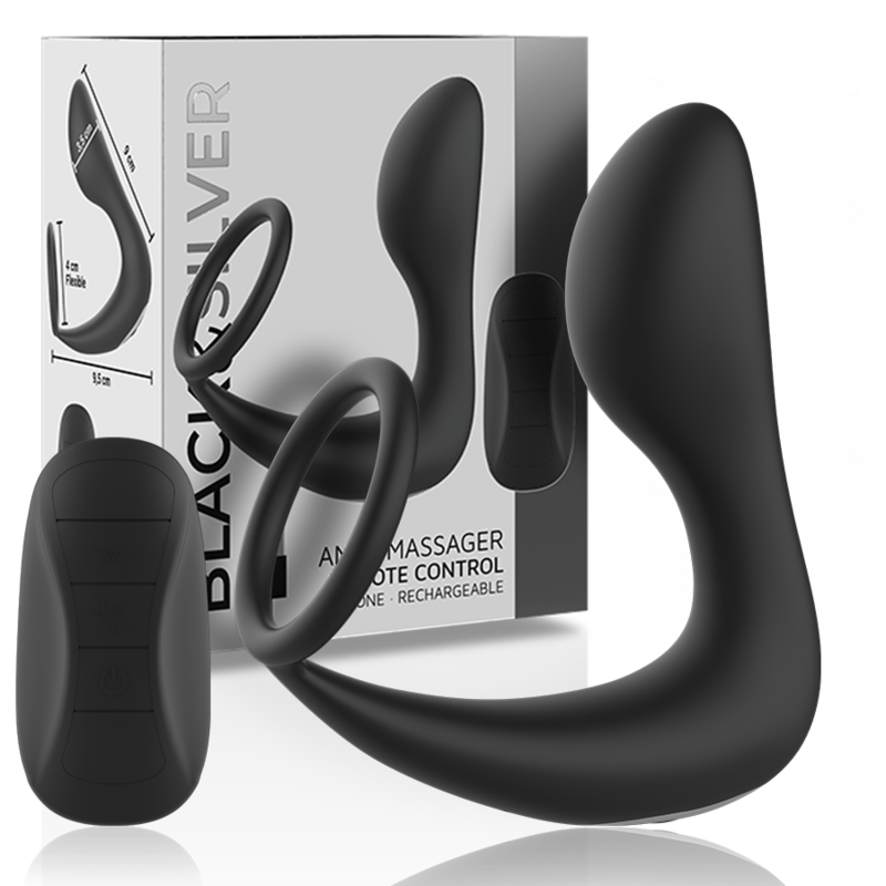 BLACKSILVER – MASAJEADOR ANAL CONTROL REMOTO SILICONA RECARGABLE NEGRO