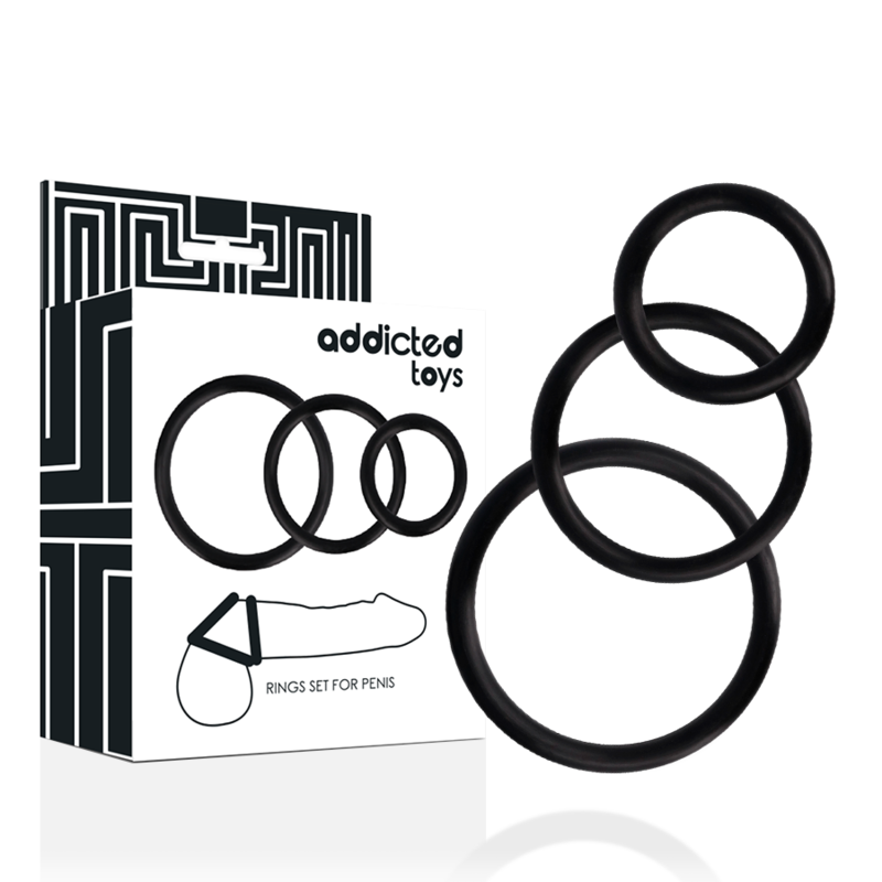 ADDICTED TOYS – SET ANILLOS PENE NEGRO