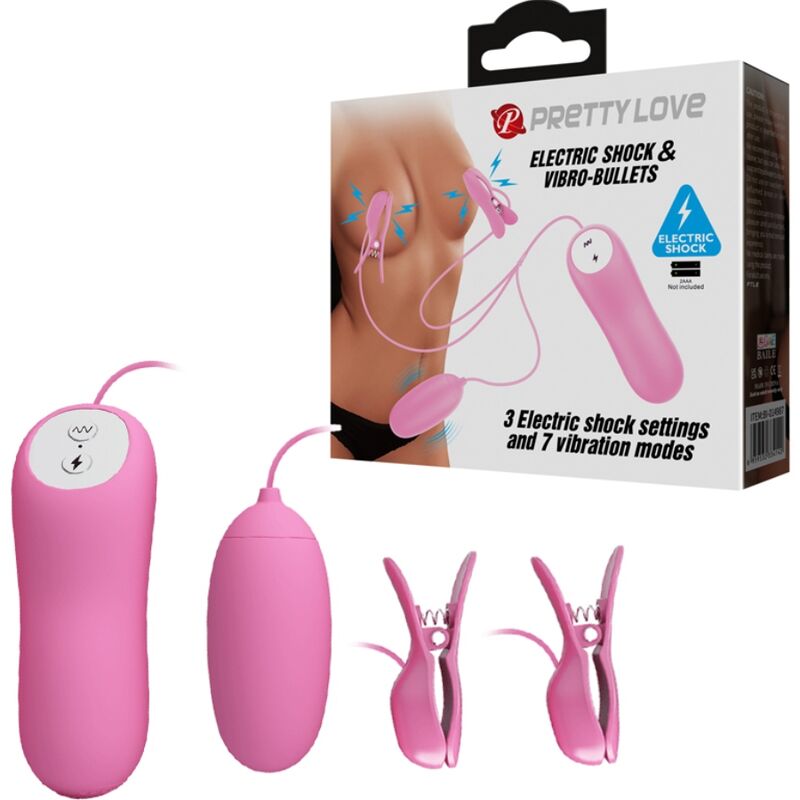 PRETTY LOVE – PINZAS CON VIBRACIÓN Y ELETROSHOCK ROSA