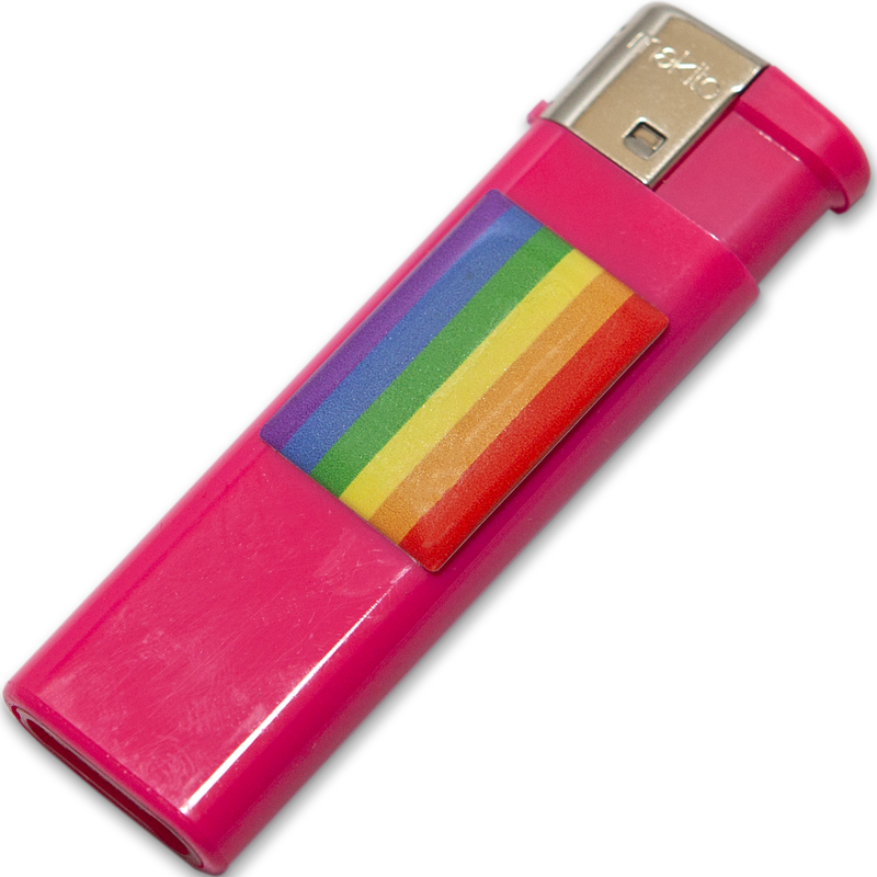 PRIDE – MECHERO FUSCIA CON BANDERA LGBT