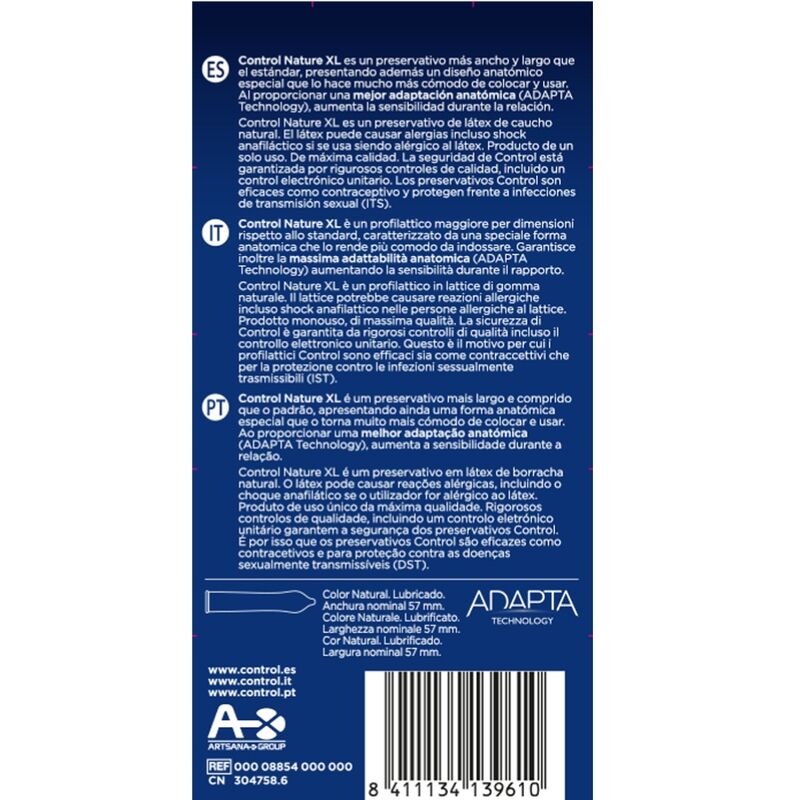 CONTROL – ADAPTA NATURE XL PRESERVATIVOS 12 UNIDADES