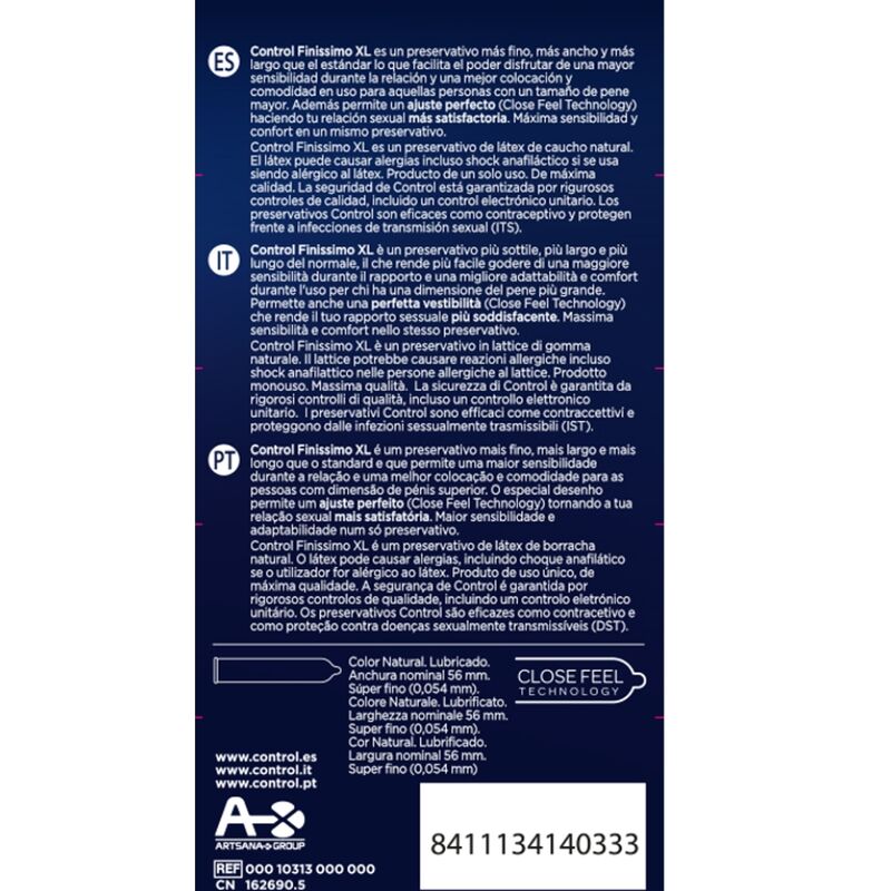 CONTROL – FINISSIMO XL PRESERVATIVOS 12 UNIDADES