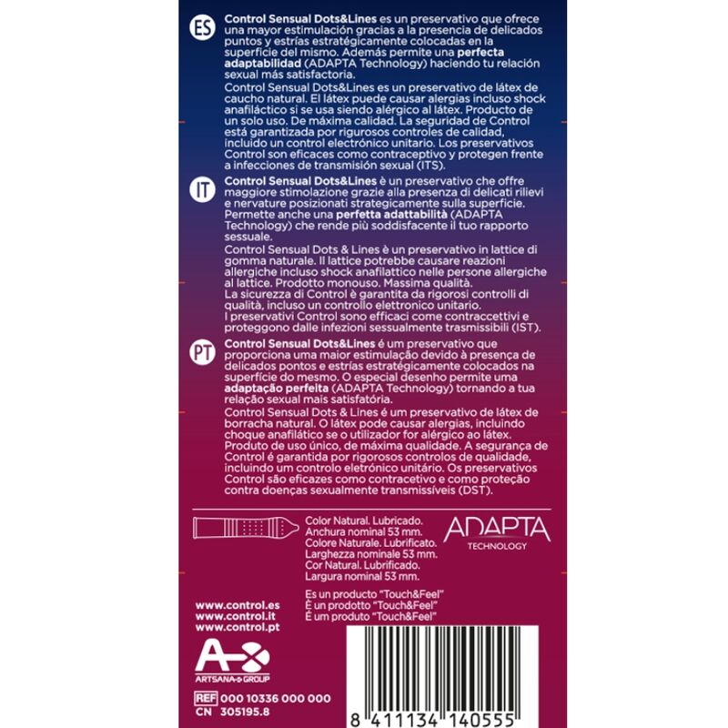 CONTROL – SENSUAL DOTS  LINES PUNTOS Y ESTRIAS 12 UDS