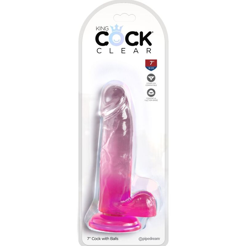 KING COCK – CLEAR PENE REALISTICO CON TESTICULOS 15.2 CM ROSA