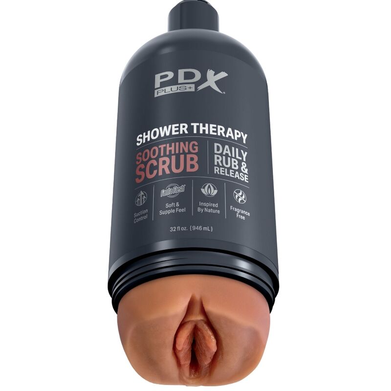 PDX PLUS – MASTURBADOR STROKER DISEÑO DISCRETO DE BOTE CHAMPU SOOTHING SCRUB CARAMELO