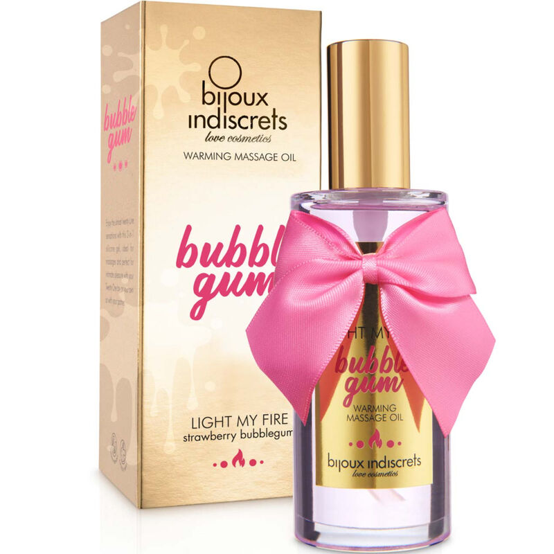 Aceite para masaje efecto calor de BIJOUX INDISCRETS sabor chicle