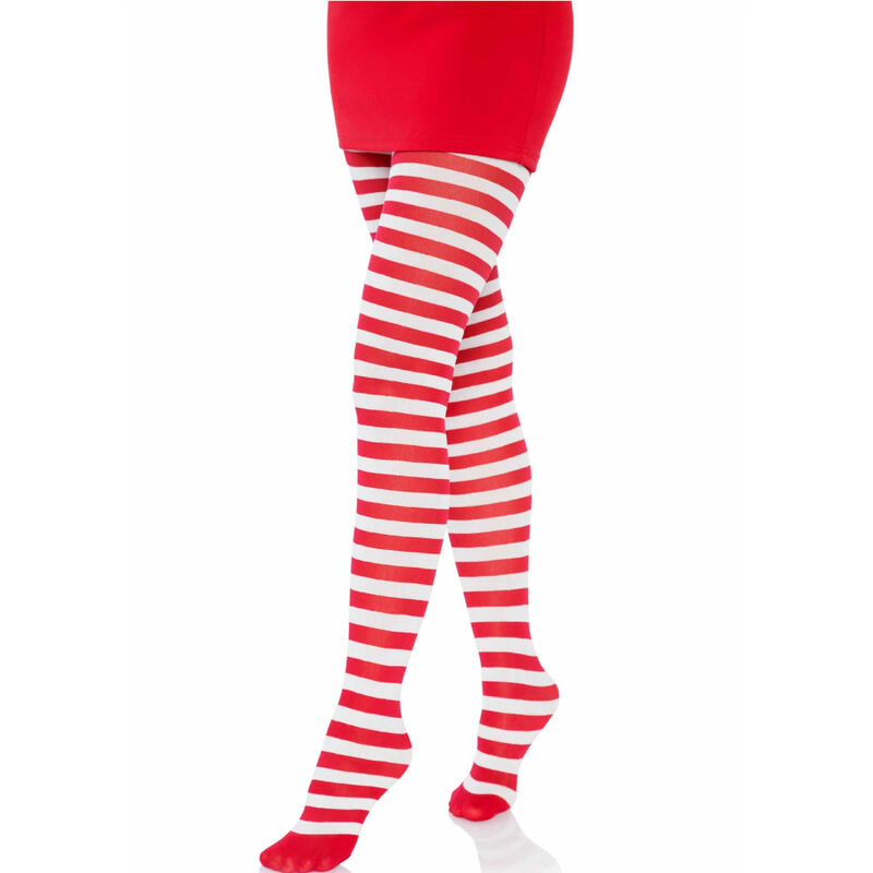 LEG AVENUE – MEDIAS DE RAYAS BLANCO/ROJO