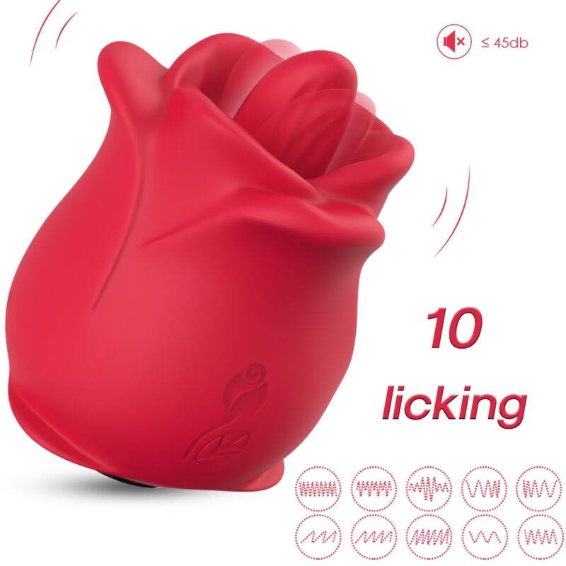 ARMONY – ROSA VIBRADOR ESTIMULADOR CON LENGUA CLITORIS 10 MODOS ROJO