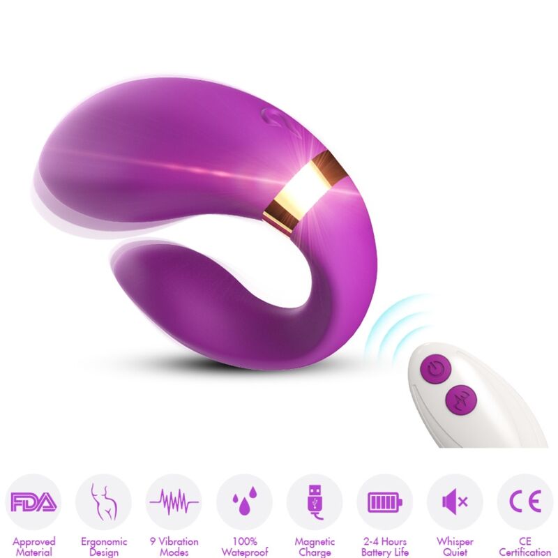 Vibrador de pareja violeta con control remoto CRESCENT ARMONY