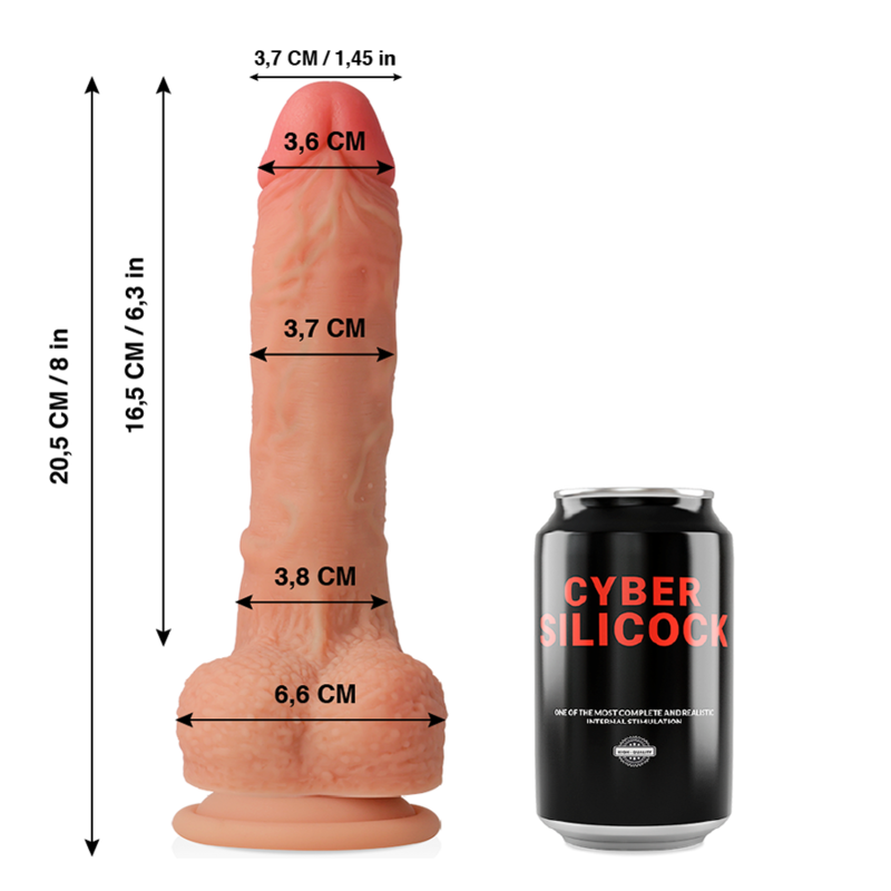 CYBER SILICOCK – CONNOR REALISTICO SILICONA LIQUIDA 20.5 CM -O- 3.7 CM