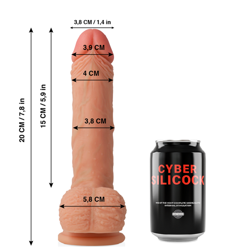 CYBER SILICOCK – FREEMAN REALISTICO SILICONA LIQUIDA 20 CM -O- 3.8 CM
