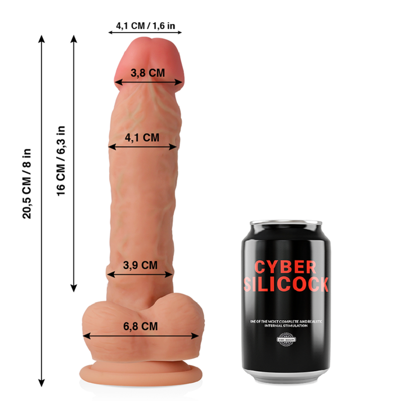 CYBER SILICOCK – MAGNUS REALISTICO SILICONA LIQUIDA 20.5 CM -O- 4.1 CM