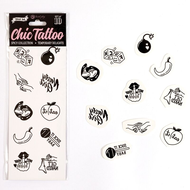 SECRET PLAY – SET DE 10 TATTOOS TEMPORALES SPICY COLLECTION