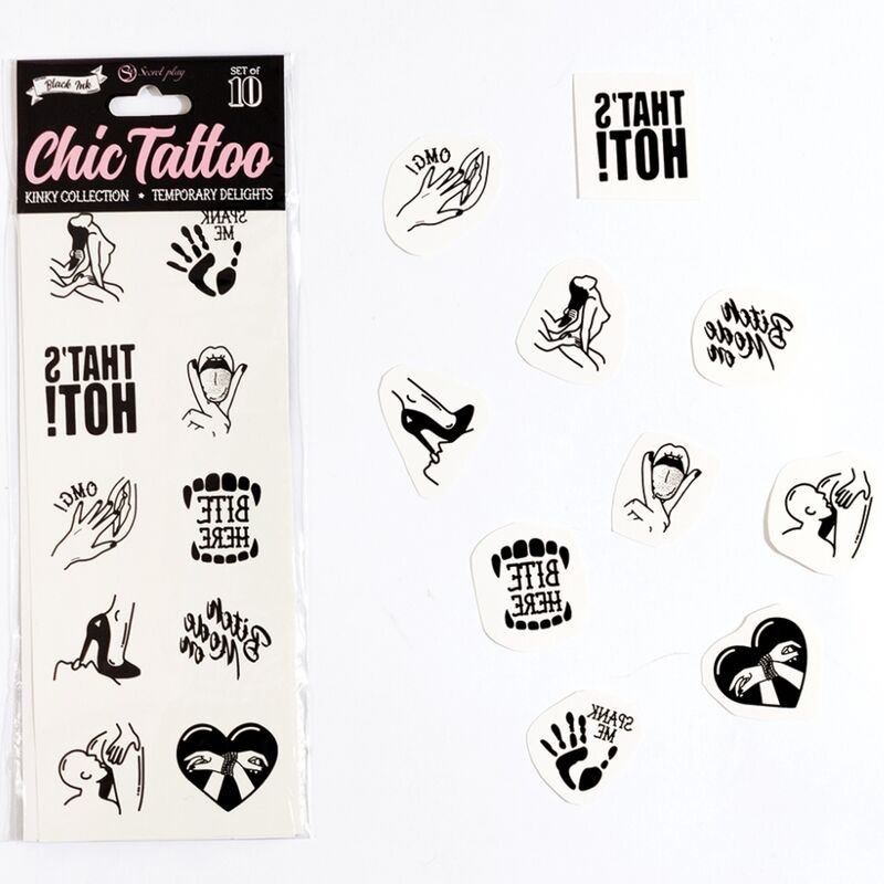 SECRET PLAY – SET DE 10 TATTOOS TEMPORALES KINKY COLLECTION