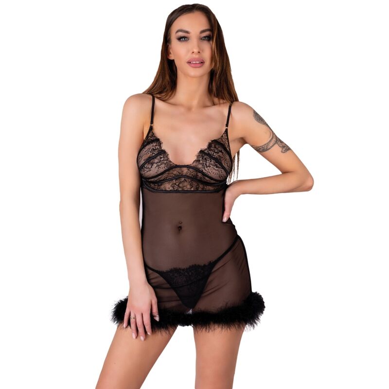 LIVCO CORSETTI FASHION – ZERUNAM SET BABYDOLL + TANGA NEGRO S/M