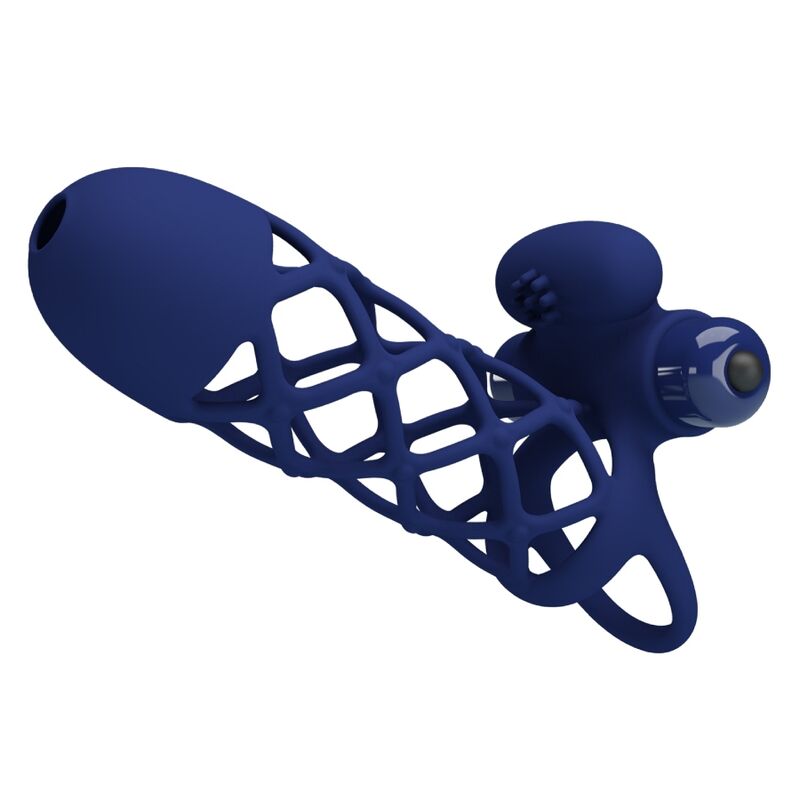 PRETTY LOVE – GIANN ANILLO VIBRADOR CON FUNDA DE SILICONA AZUL
