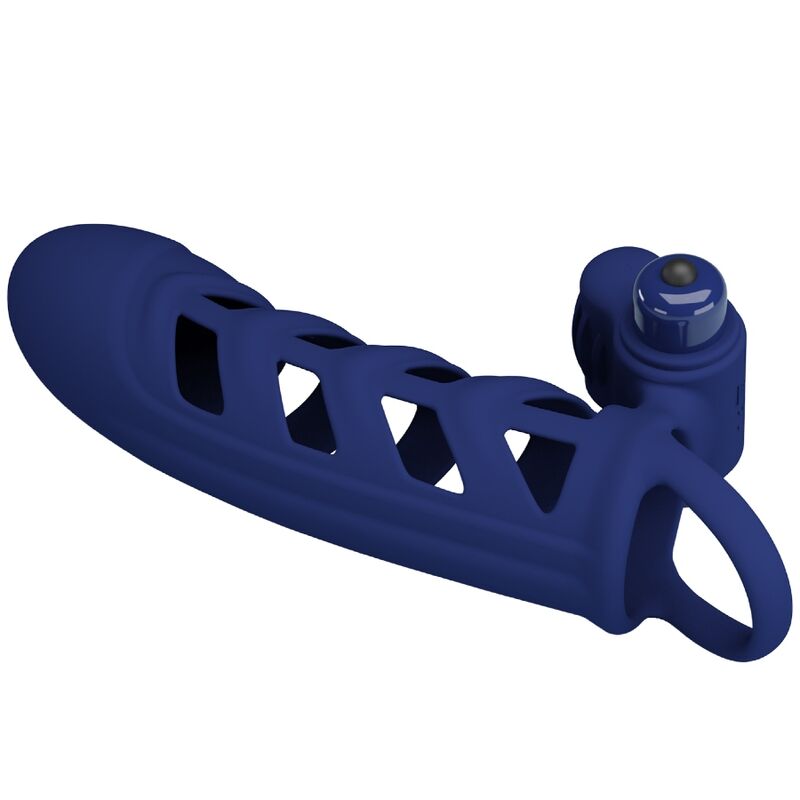 PRETTY LOVE – ALTAF ANILLO VIBRADOR CON FUNDA DE SILICONA AZUL