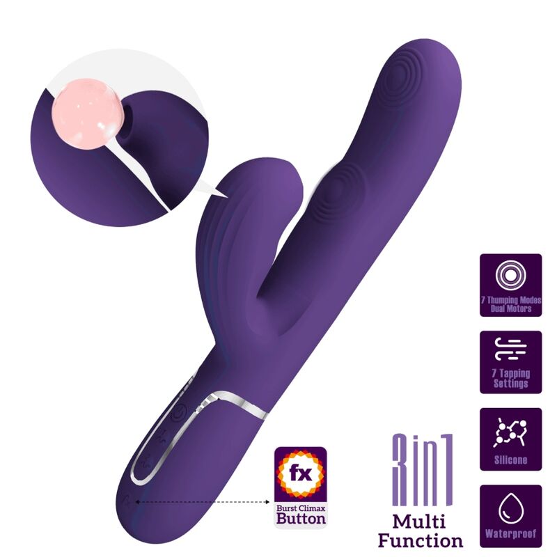 PRETTY LOVE – PERLITA VIBRADOR PUNTO G 3 EN 1 MULTIFUNCIÓN MORADO