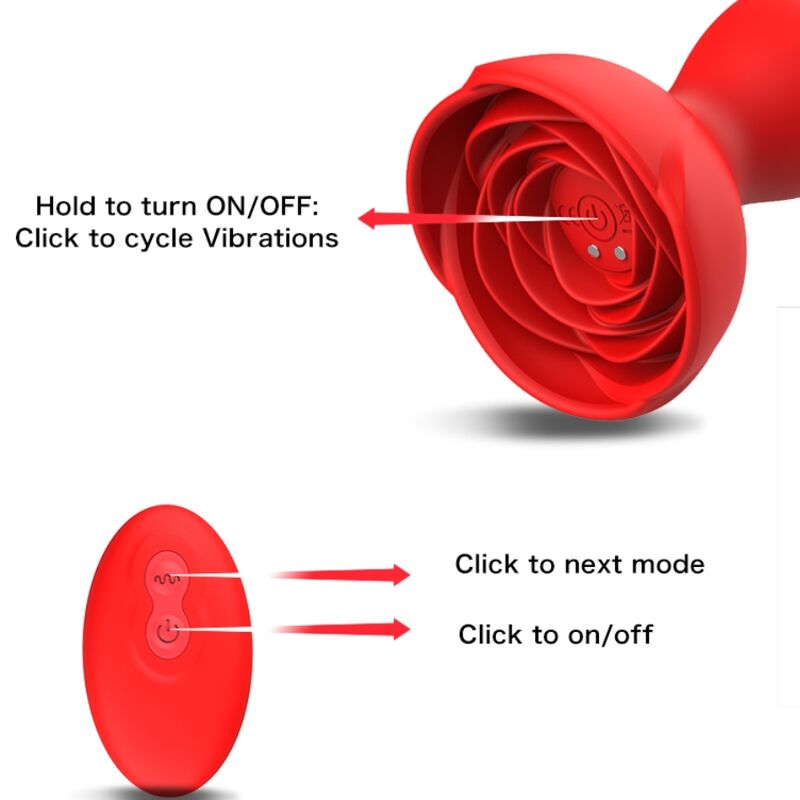 ARMONY – EXTREME A BLOOM ROSA VIBRADOR  PLUG ANAL CONTROL REMOTO ROJO