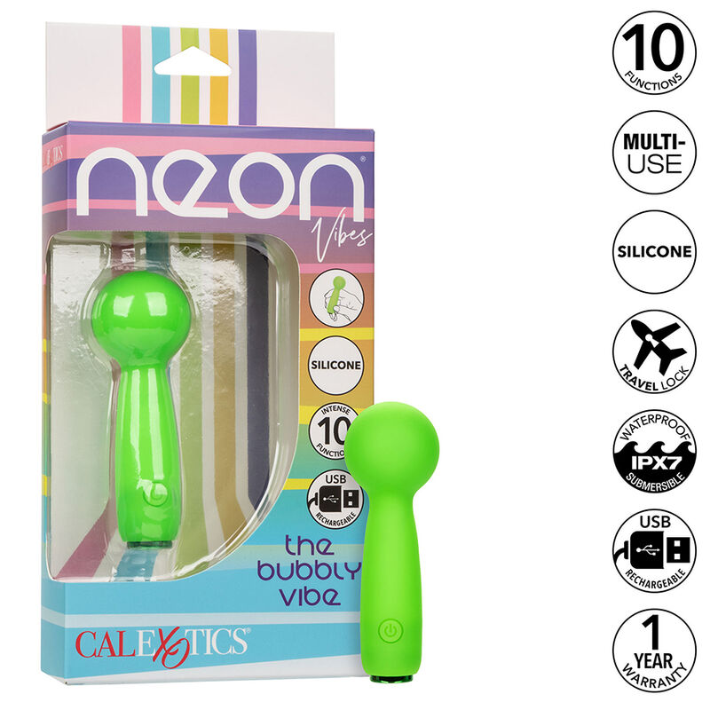 CALEXOTICS – NEON VIBES THE BUBBLY VIBE MINI MASAJEADOR 10 VIBRACIONES VERDE