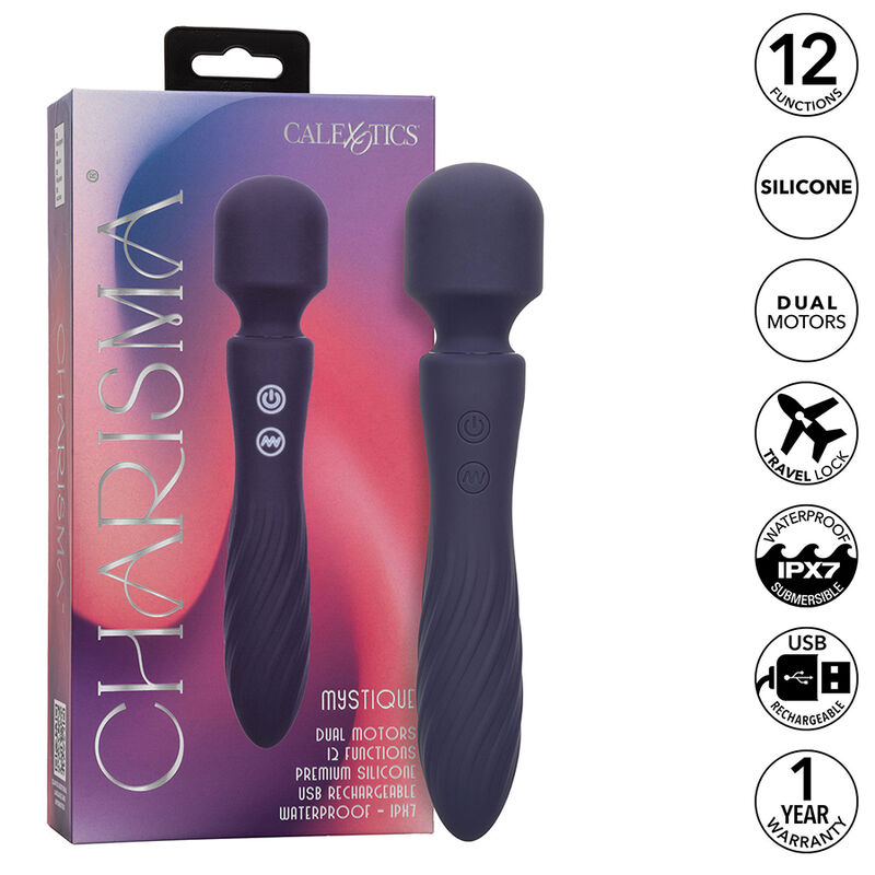 CALEXOTICS – CHARISMA MYSTIQUE MASAJEADOR DOBLE MOTOR 12 FUNCIONES 21,5 CM X 4,5 CM MORADO