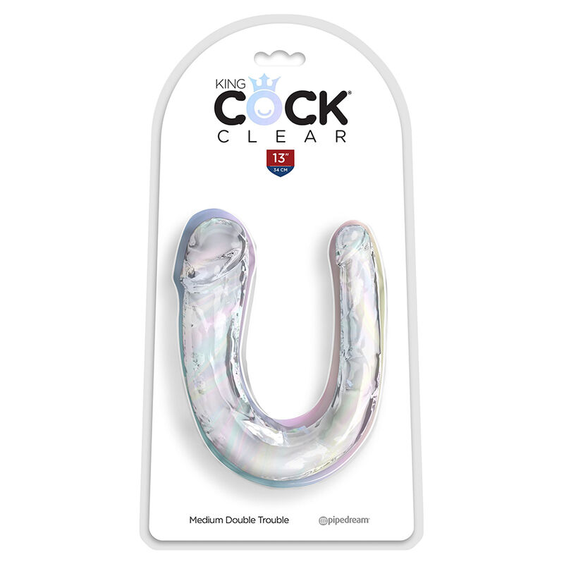 KING COCK – DOUBLE TROUBLE DILDO DOBLE 33 CM TRANSPARENTE