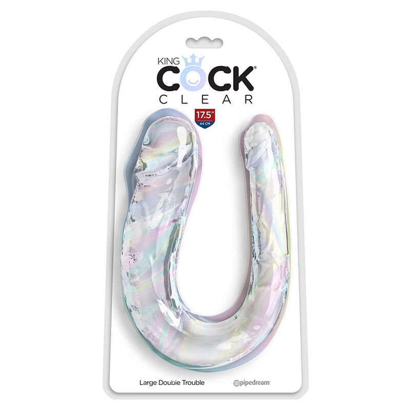 KING COCK – DOUBLE TROUBLE DILDO DOBLE 44 CM TRANSPARENTE